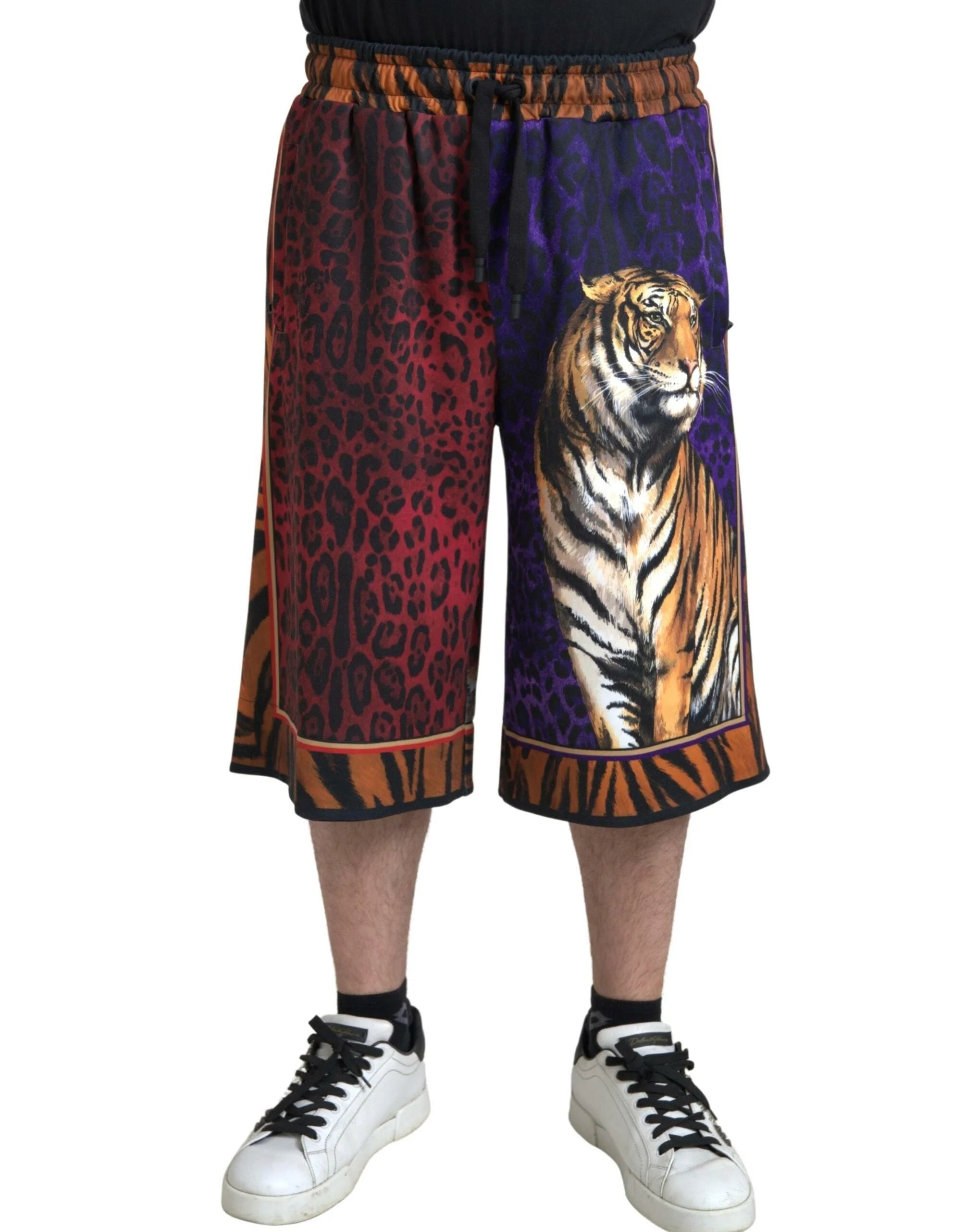Dolce & Gabbana Multicolor Tiger Print Men Bermuda Shorts - IT44 | XS - Bermudas