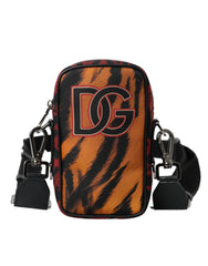 Dolce & Gabbana Multicolor Tiger Print Nylon Logo Cross Body Bag - Cross Body Bags