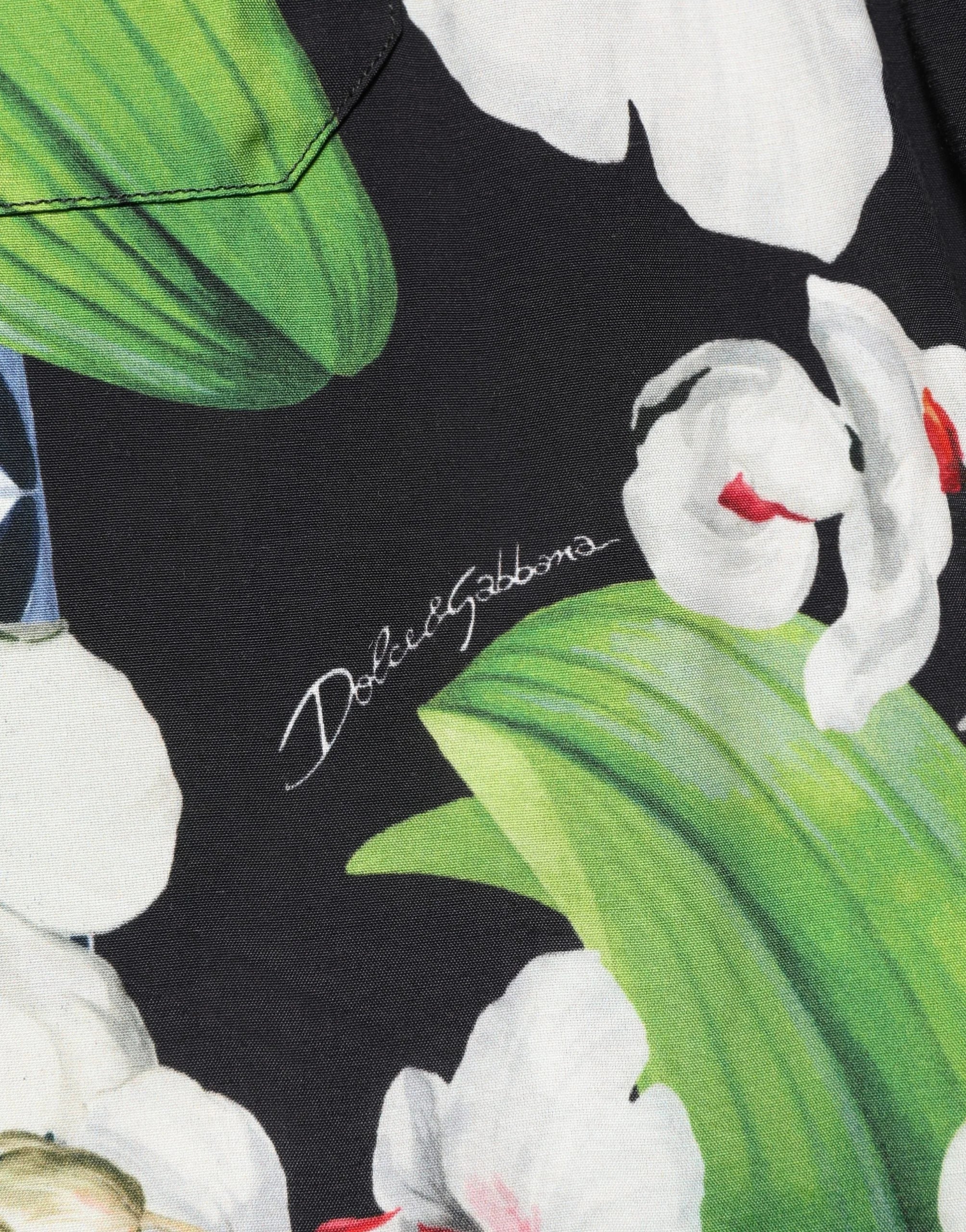 Dolce & Gabbana Multicolor Tropical Orchid Print Men Shirt - IT40 | M