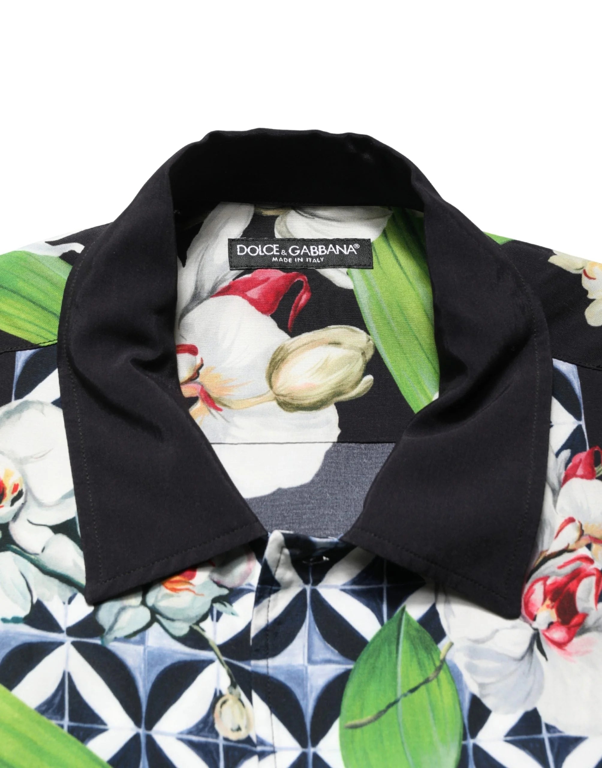 Dolce & Gabbana Multicolor Tropical Orchid Print Men Shirt - IT40 | M