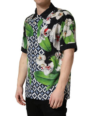 Dolce & Gabbana Multicolor Tropical Orchid Print Men Shirt - IT40 | M