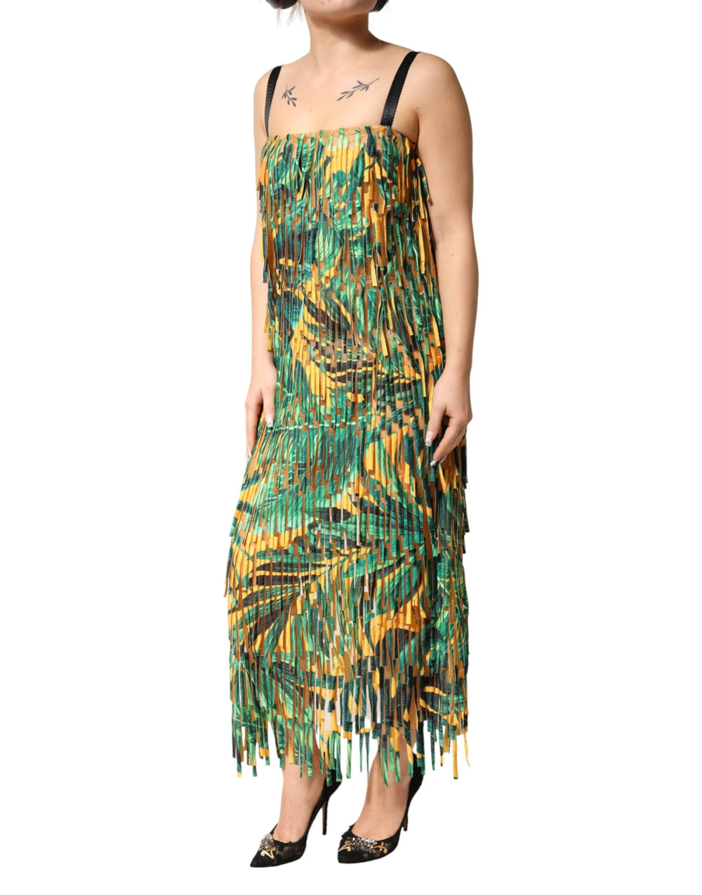 Dolce & Gabbana Multicolor Tropical Print Fringe Maxi Dress - IT40|S
