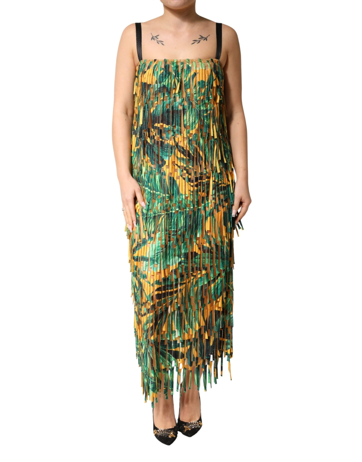 Dolce & Gabbana Multicolor Tropical Print Fringe Maxi Dress - IT40|S