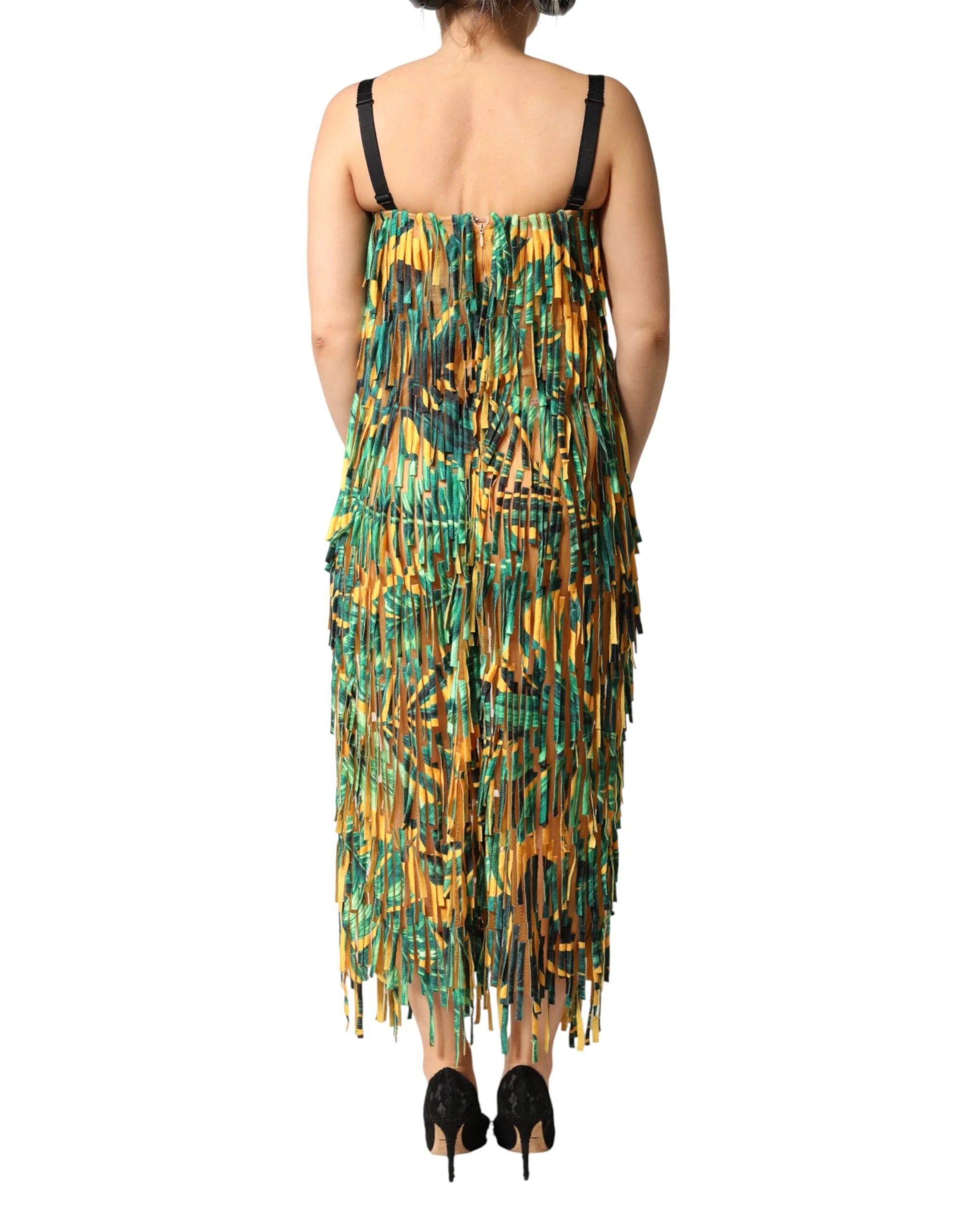 Dolce & Gabbana Multicolor Tropical Print Fringe Maxi Dress - IT40|S