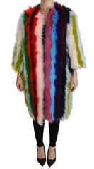 Dolce & Gabbana Multicolor Turkey Feather Cape Fur Coat - Overcoats