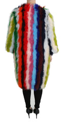 Dolce & Gabbana Multicolor Turkey Feather Cape Fur Coat - Overcoats