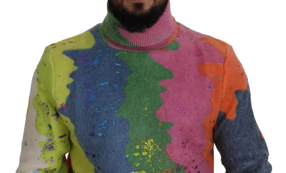 Dolce & Gabbana Multicolor Turtleneck Pullover Mohair Sweater - Sweaters