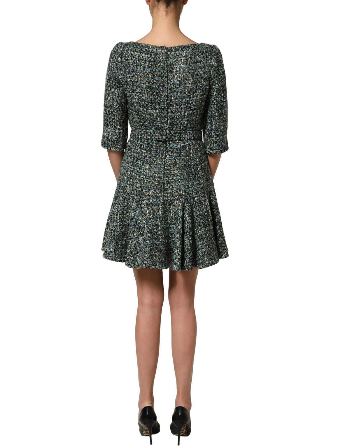 Dolce & Gabbana Multicolor Tweed Belted Babydoll Mini Dress - IT42|M