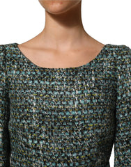 Dolce & Gabbana Multicolor Tweed Belted Babydoll Mini Dress - IT42|M
