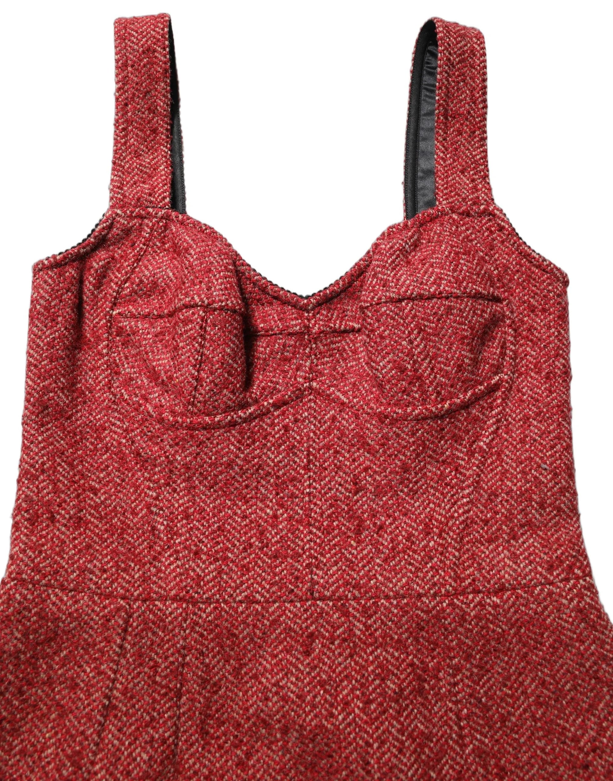 Dolce & Gabbana Multicolor Tweed Belted Babydoll Mini Dress - IT42|M