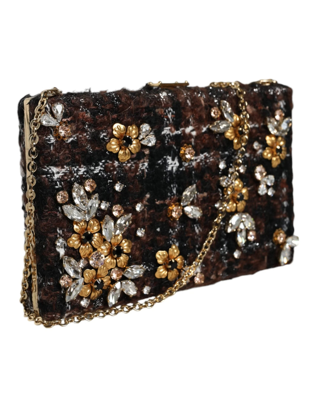 Dolce & Gabbana Multicolor Tweed Floral Clutch Evening Party Purse CrossBody Bag - Clutch Bags