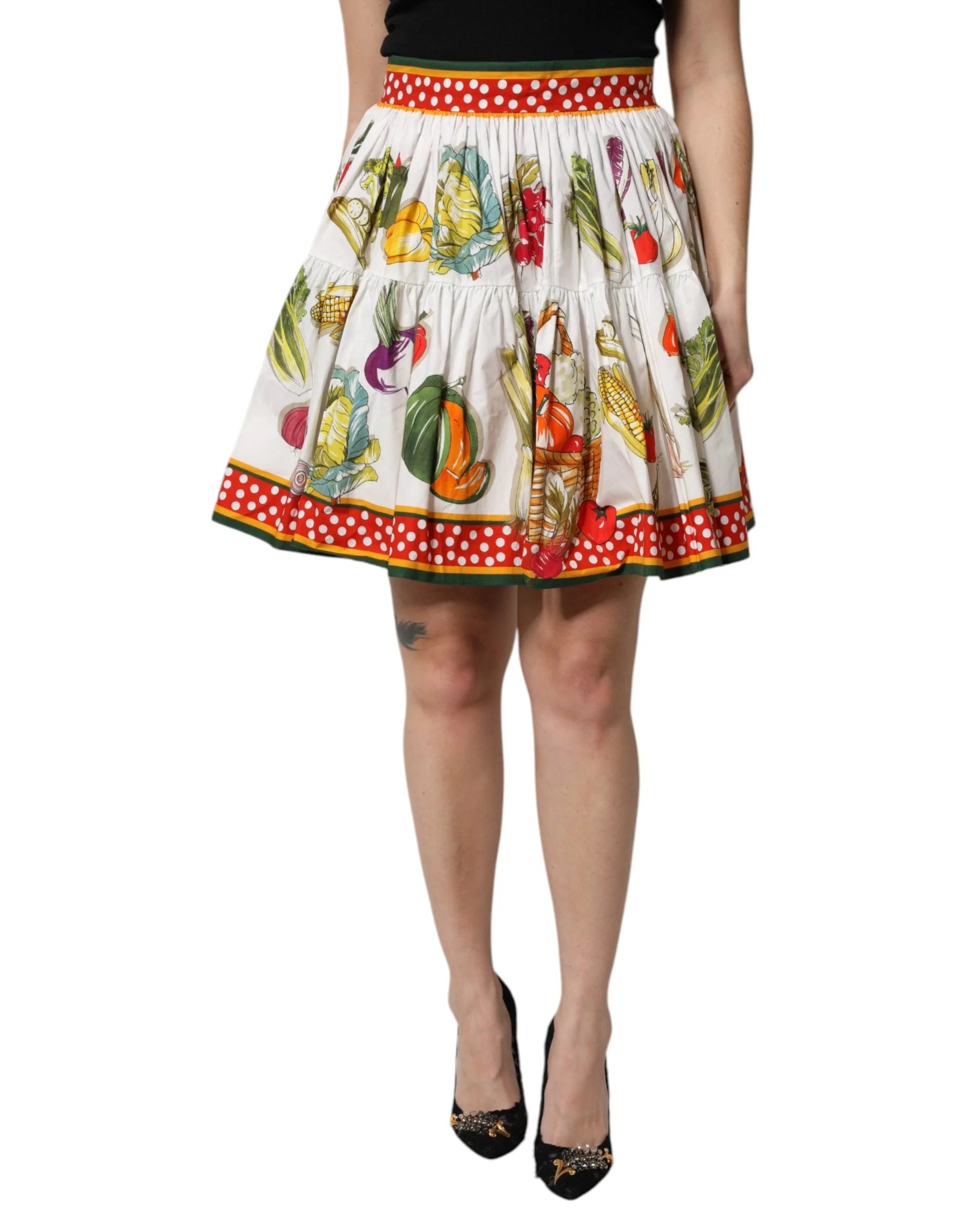 Dolce & Gabbana Multicolor Vegetable Print Short Poplin Mini Skirt - IT42|M
