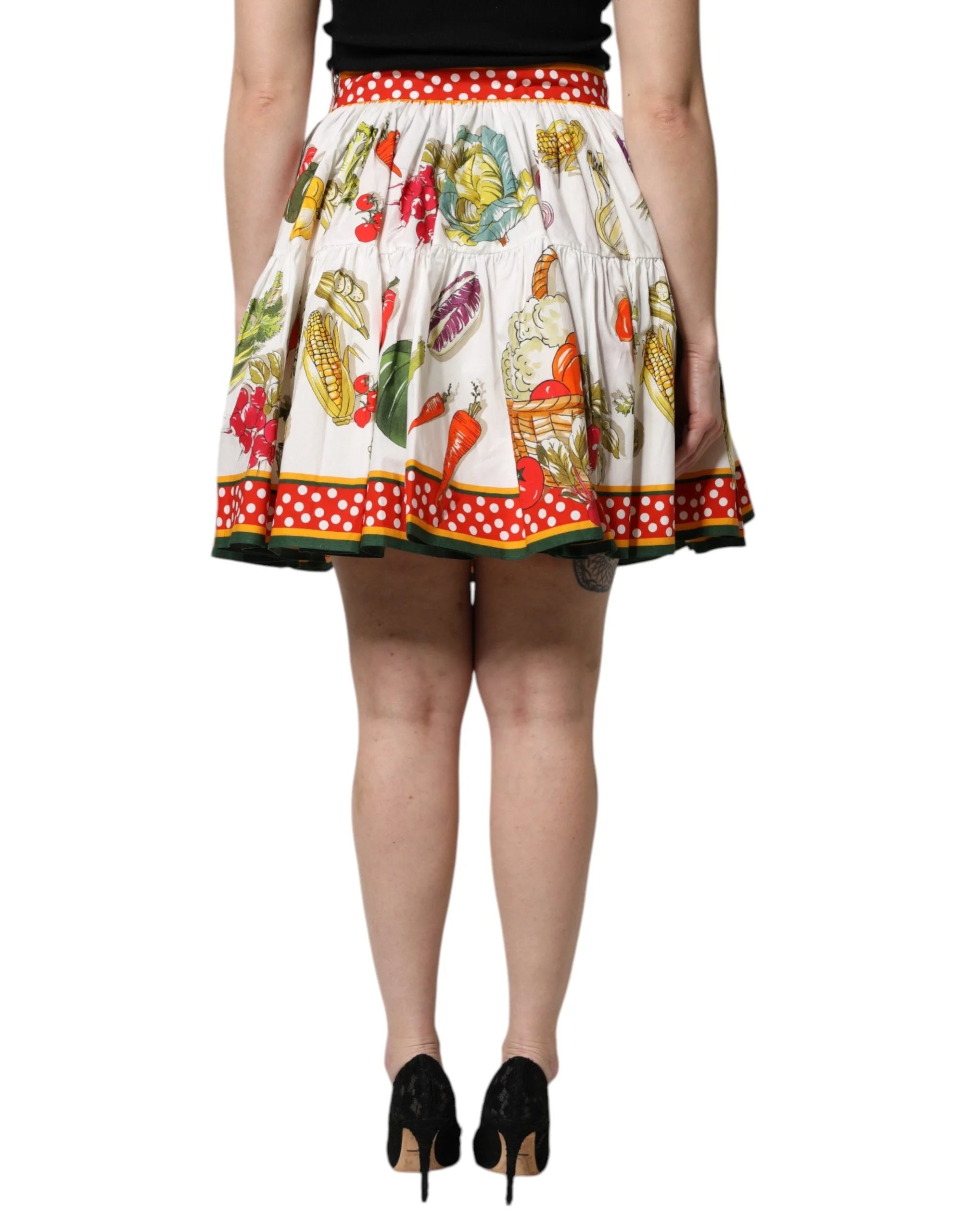Dolce & Gabbana Multicolor Vegetable Print Short Poplin Mini Skirt - IT42|M