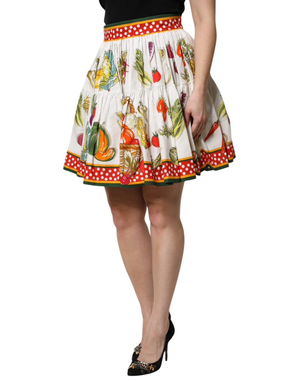 Dolce & Gabbana Multicolor Vegetable Print Short Poplin Mini Skirt - IT42|M