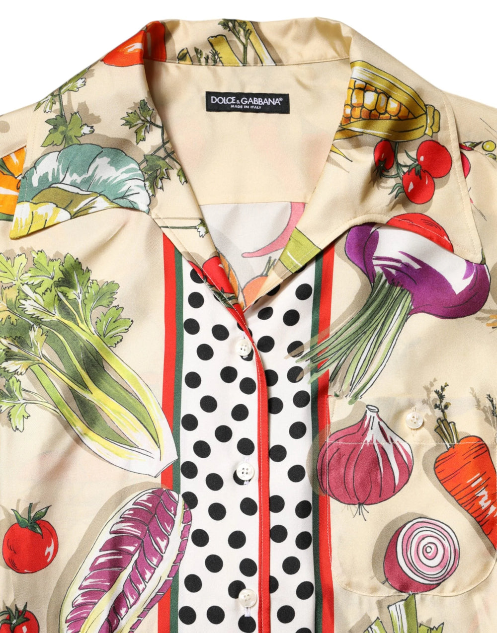 Dolce & Gabbana Multicolor Vegetables Silk Long Sleeves Top - Blouses