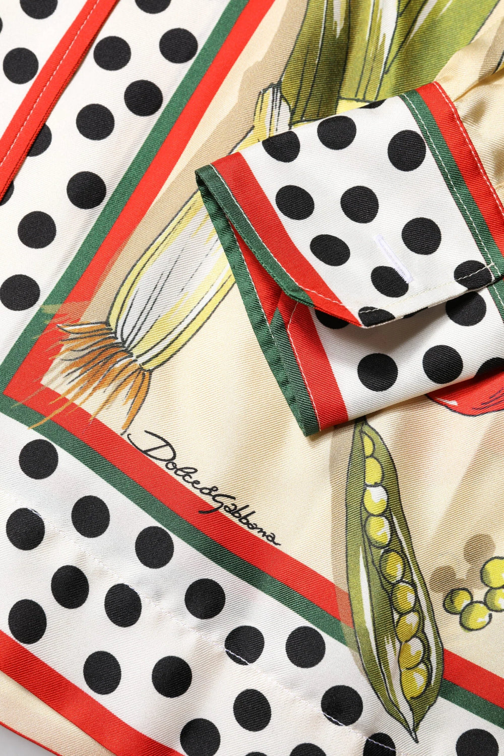 Dolce & Gabbana Multicolor Vegetables Silk Long Sleeves Top - Blouses