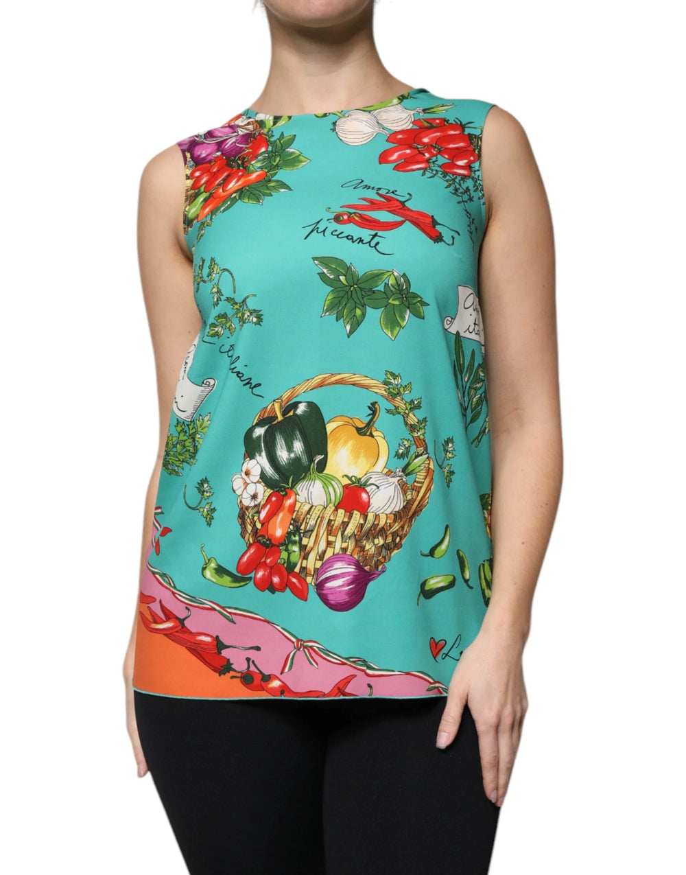 Dolce & Gabbana Multicolor Vegetables Sleeveless Tank Top - IT38 | XS - Tank Tops