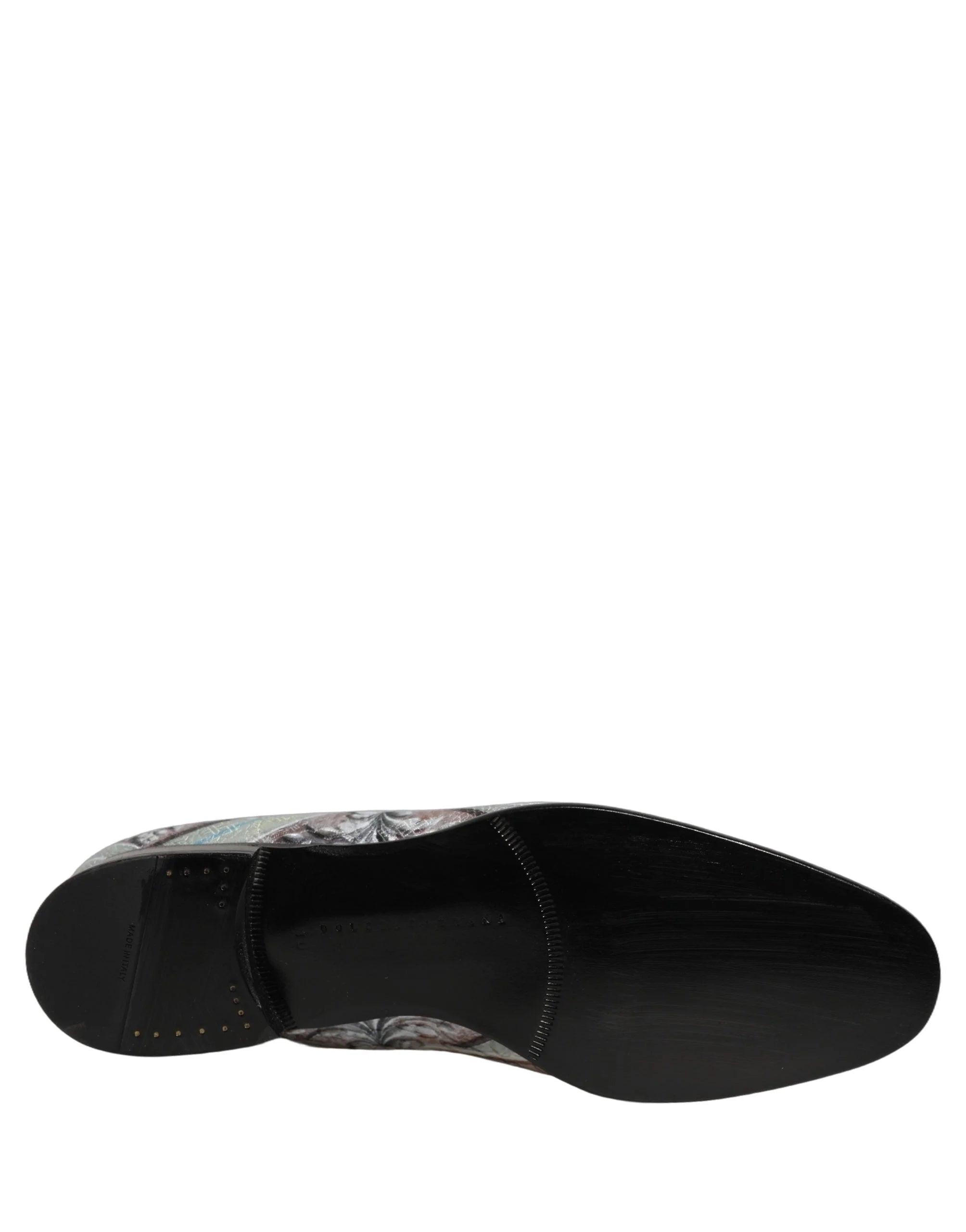 Dolce & Gabbana herre loafers i multifarvet fløjl med et levende barokmønster og læderdetaljer.