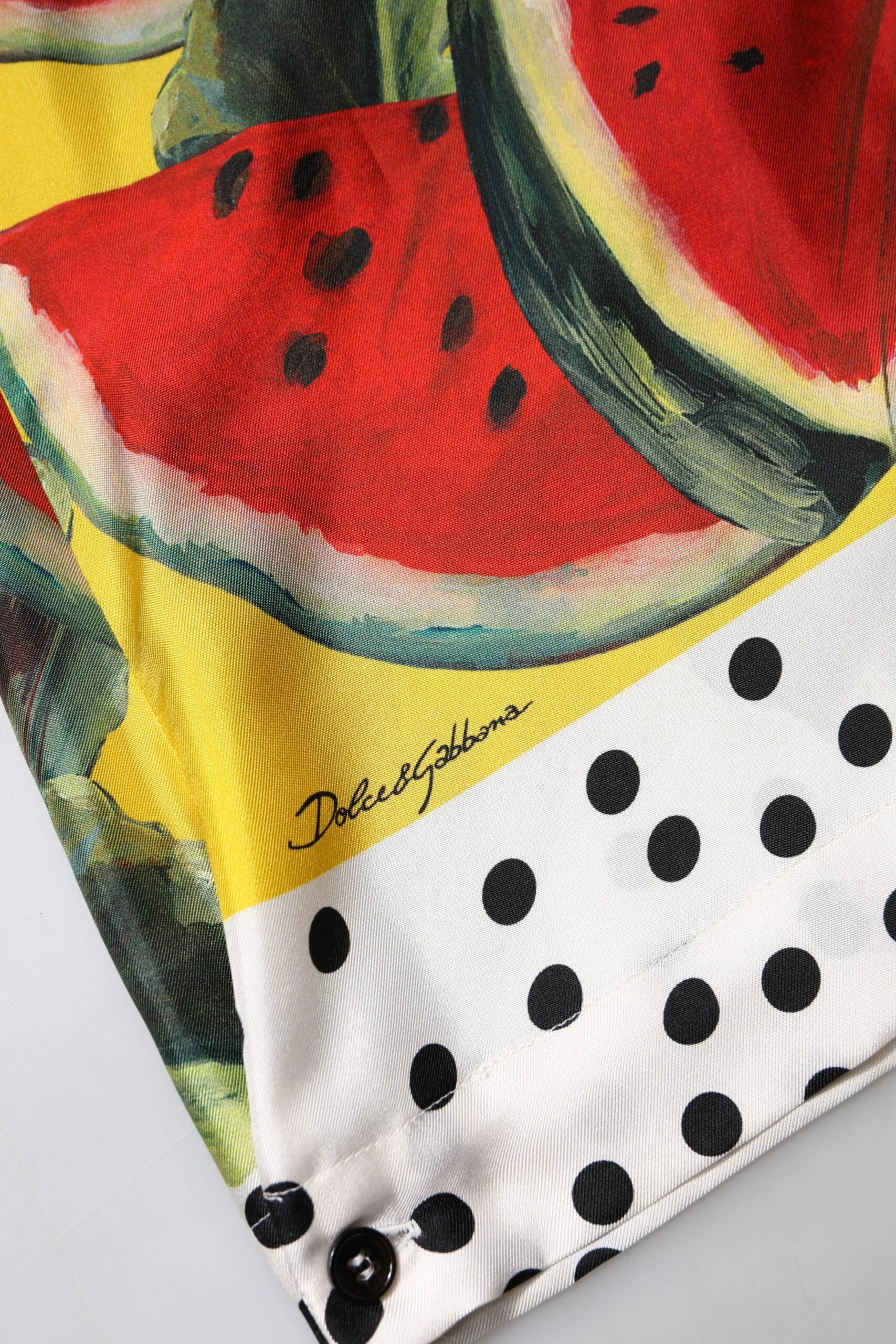 Dolce & Gabbana Multicolor Watermelon Collared Shirt Top - IT38 | XS - Blouses