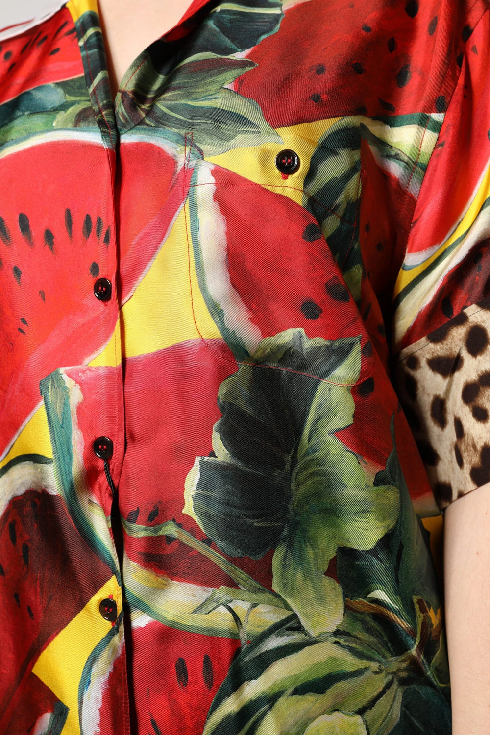 Dolce & Gabbana Multicolor Watermelon Collared Shirt Top - IT38 | XS - Blouses