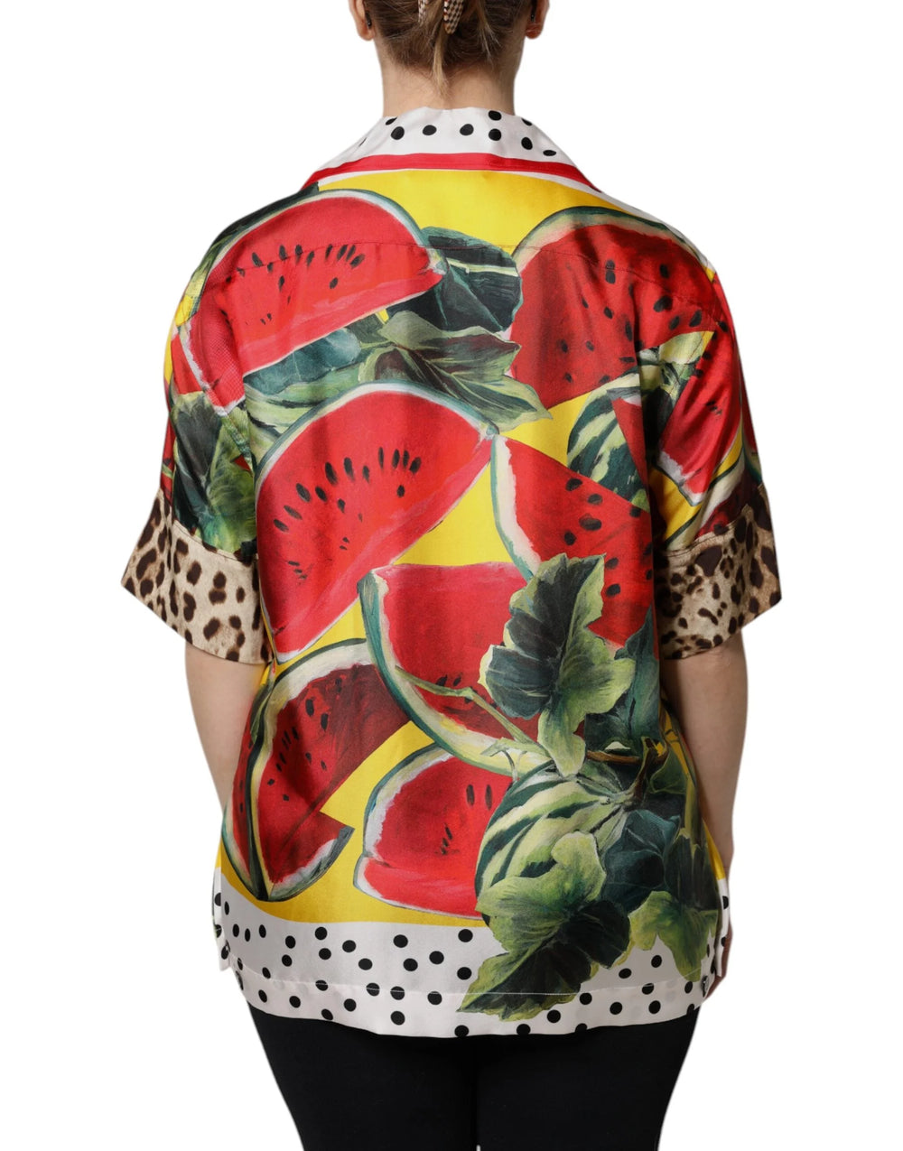 Dolce & Gabbana Multicolor Watermelon Collared Shirt Top - IT38 | XS - Blouses