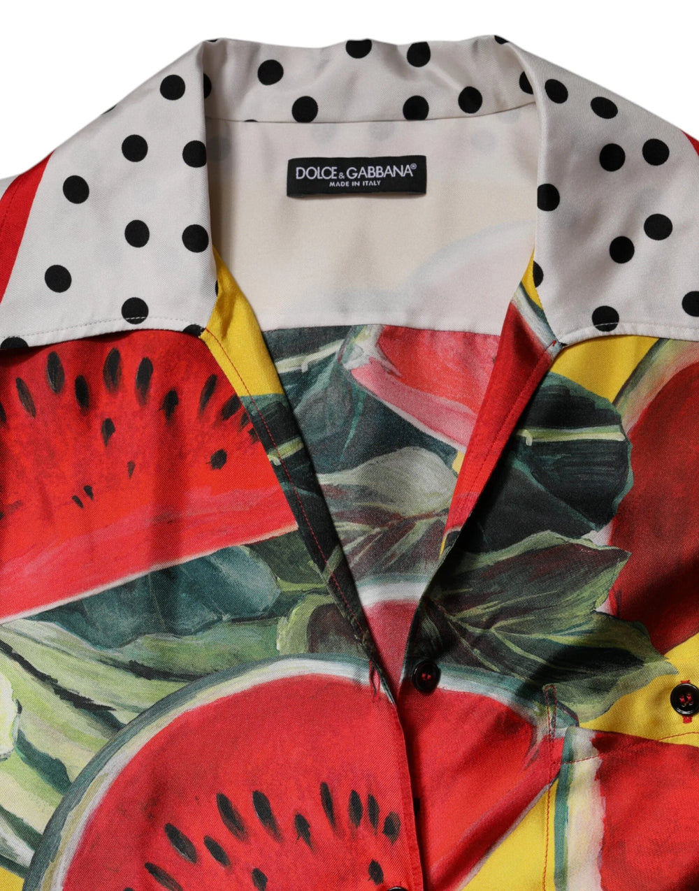 Dolce & Gabbana Multicolor Watermelon Collared Shirt Top - IT38 | XS - Blouses