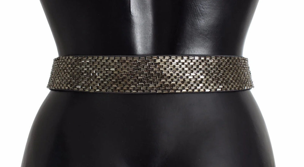 Dolce & Gabbana Multicolor Wide Crystal Buckle Sequined Belt - 65 cm / 26 Inches