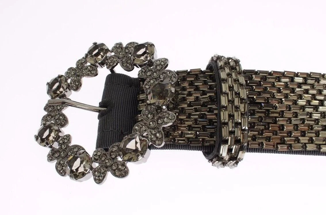 Dolce & Gabbana Multicolor Wide Crystal Buckle Sequined Belt - 65 cm / 26 Inches