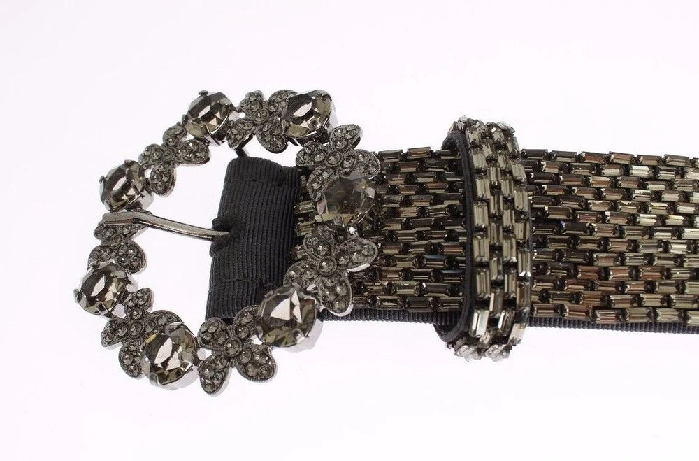 Dolce & Gabbana Multicolor Wide Crystal Buckle Sequined Belt - 65 cm / 26 Inches