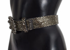 Dolce & Gabbana Multicolor Wide Crystal Buckle Sequined Belt - 65 cm / 26 Inches