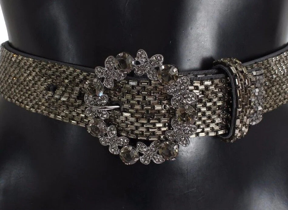 Dolce & Gabbana Multicolor Wide Crystal Buckle Sequined Belt - 65 cm / 26 Inches