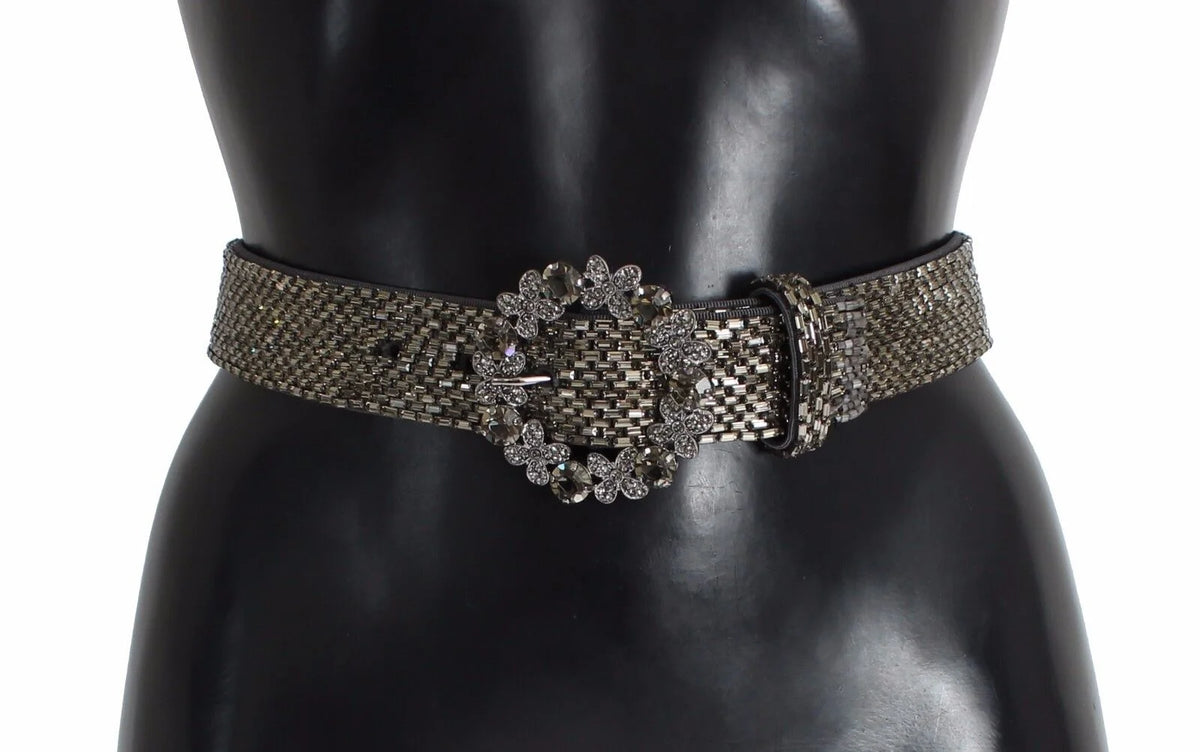 Dolce & Gabbana Multicolor Wide Crystal Buckle Sequined Belt - 65 cm / 26 Inches