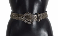 Dolce & Gabbana Multicolor Wide Crystal Buckle Sequined Belt - 65 cm / 26 Inches - Belts