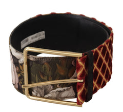 Dolce & Gabbana Multicolor Wide Leather Floral Gold Metal Buckle Belt - 75 cm / 29,5 Inches - Belts