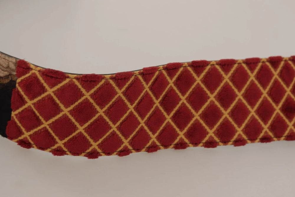 Dolce & Gabbana Multicolor Wide Leather Floral Gold Metal Buckle Belt - 75 cm / 29,5 Inches - Belts