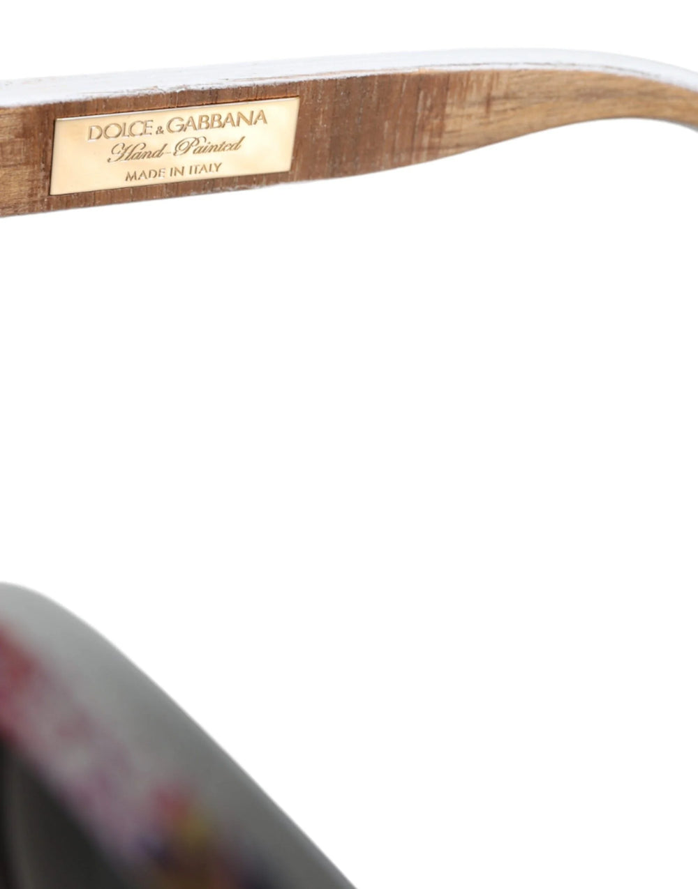 Dolce & Gabbana Multicolor Wood Crystal Brass Frame Floral Hand Paint Sunglasses - Sunglasses