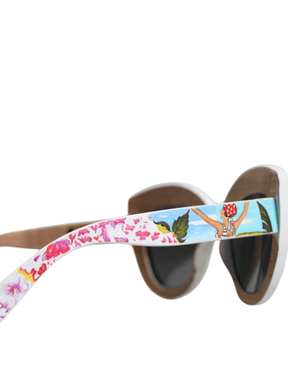 Dolce & Gabbana Multicolor Wood Crystal Brass Frame Floral Hand Paint Sunglasses - Sunglasses