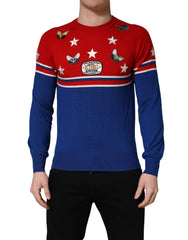 Dolce & Gabbana Multicolor Wool Butterfly Star Men Crew Neck Sweater - IT48 | M
