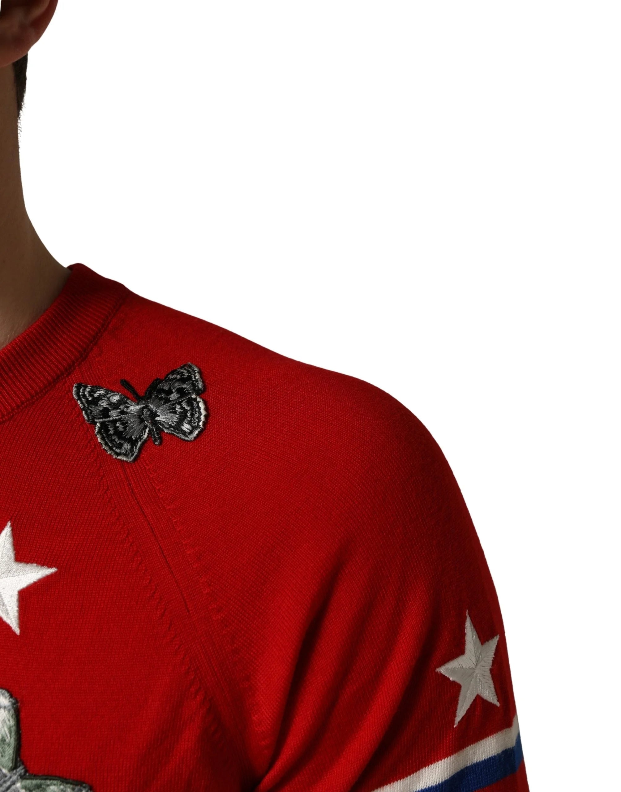 Dolce & Gabbana Multicolor Wool Butterfly Star Men Crew Neck Sweater - IT48 | M