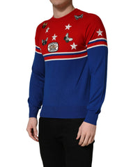 Dolce & Gabbana Multicolor Wool Butterfly Star Men Crew Neck Sweater - IT48 | M
