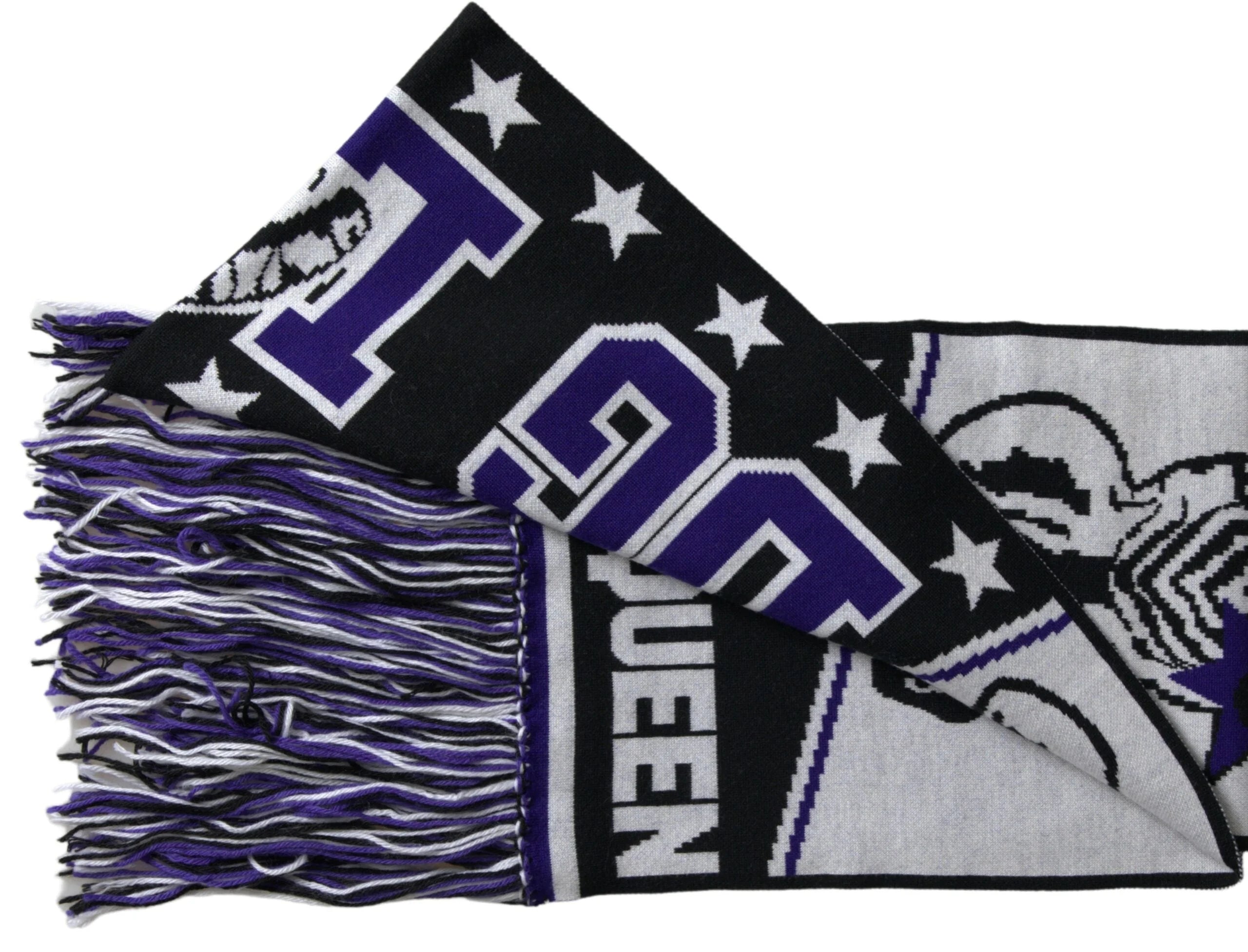 Dolce & Gabbana Multicolor Wool DG Queen Wrap Fringe Scarf - Scarves & Shawls