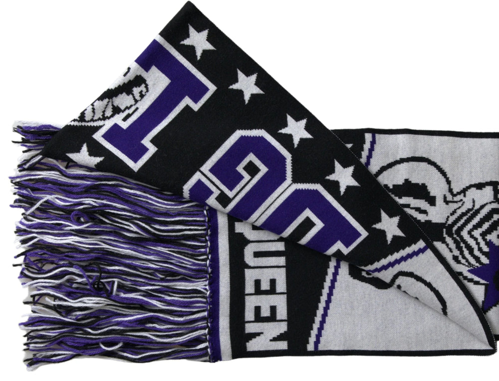 Dolce & Gabbana Multicolor Wool DG Queen Wrap Fringe Scarf - Scarves & Shawls