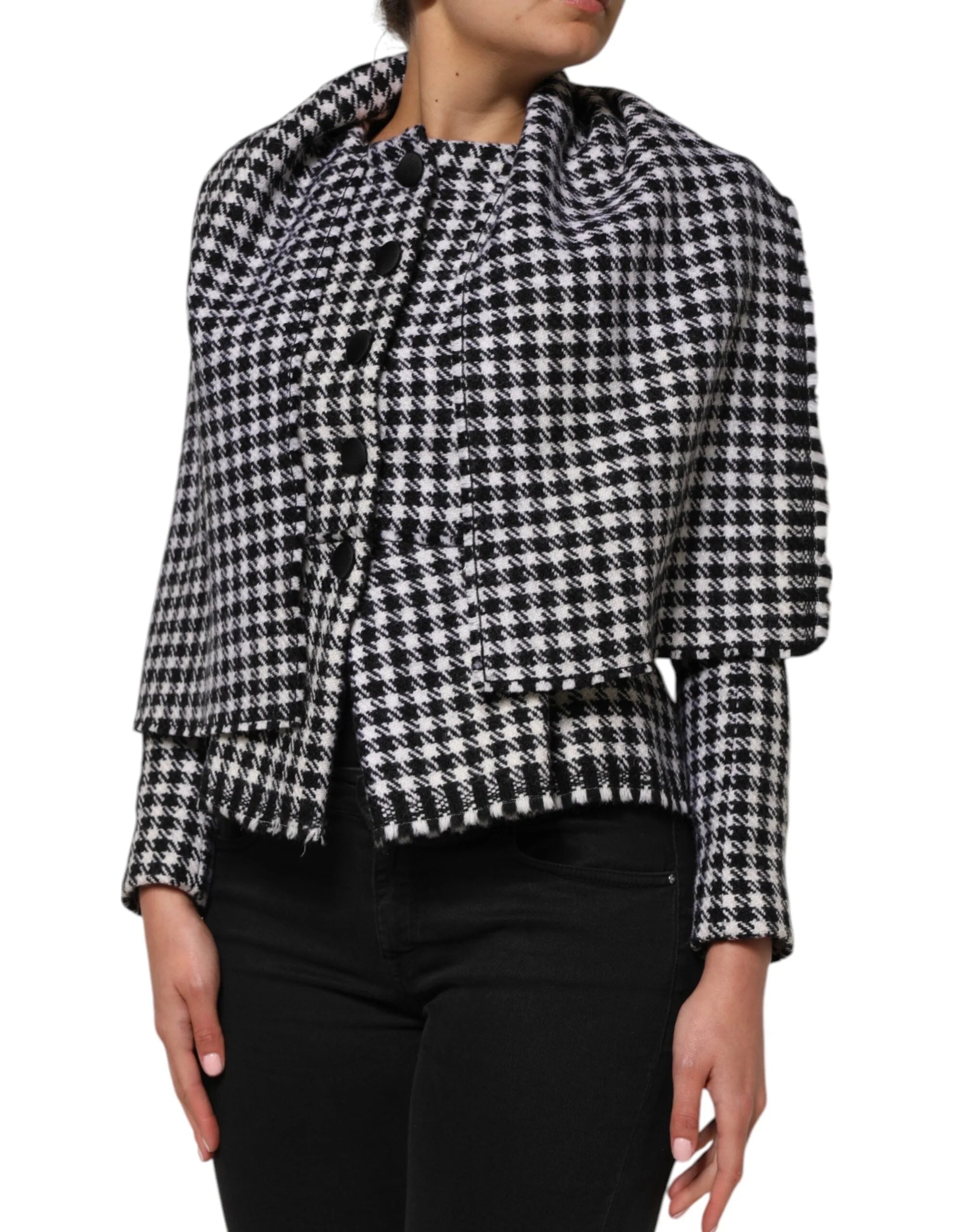 Dolce & Gabbana Multicolor Wool Monochrome Patterned Jacket - IT38|XS