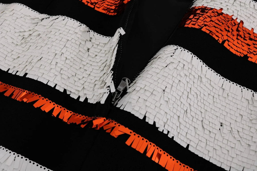 Dolce & Gabbana Multicolored Striped Sequined Stretch Dress - IT42|M - Dresses