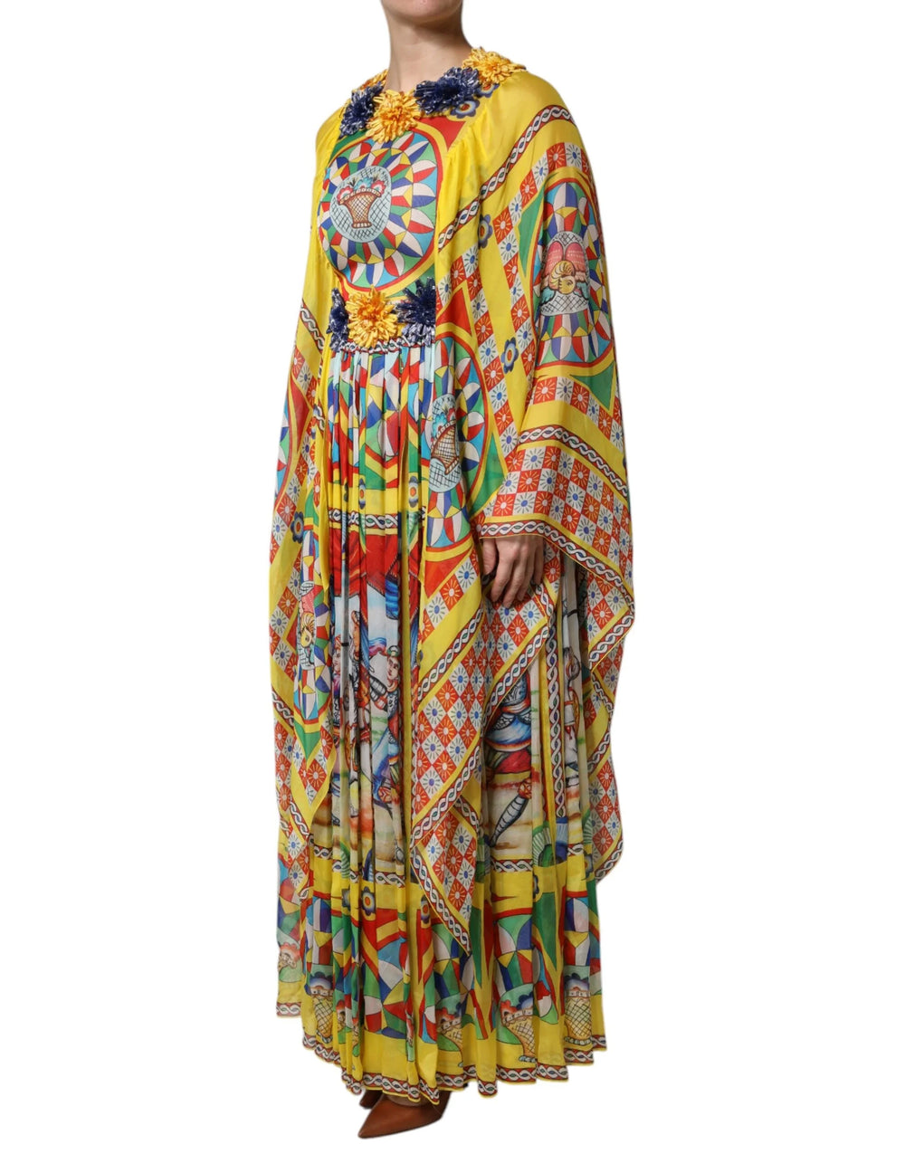 Dolce & Gabbana Multicolour Carretto Print Kaftan Twill Dress - IT40|S - Dresses