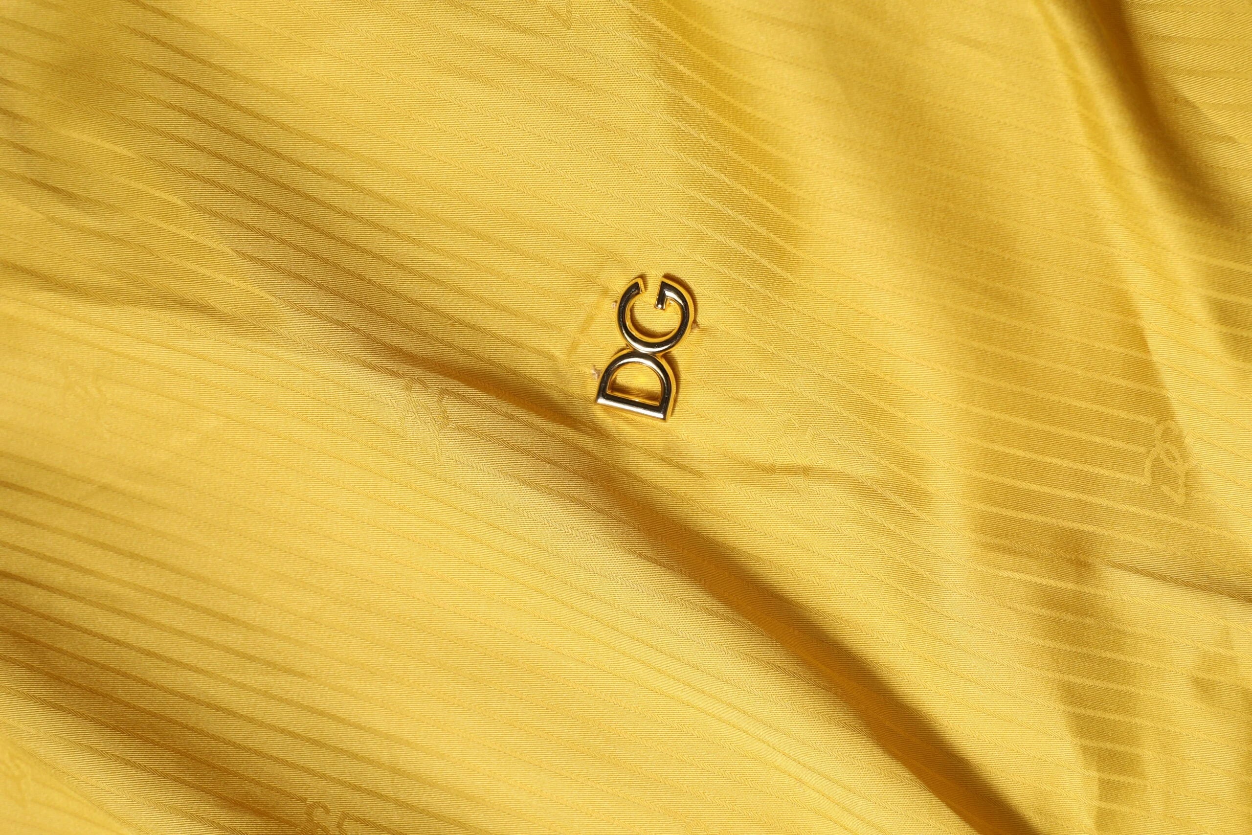 Dolce & Gabbana Mustard Collared Short Sleeves Blouse Top - IT46|XL - Blouses