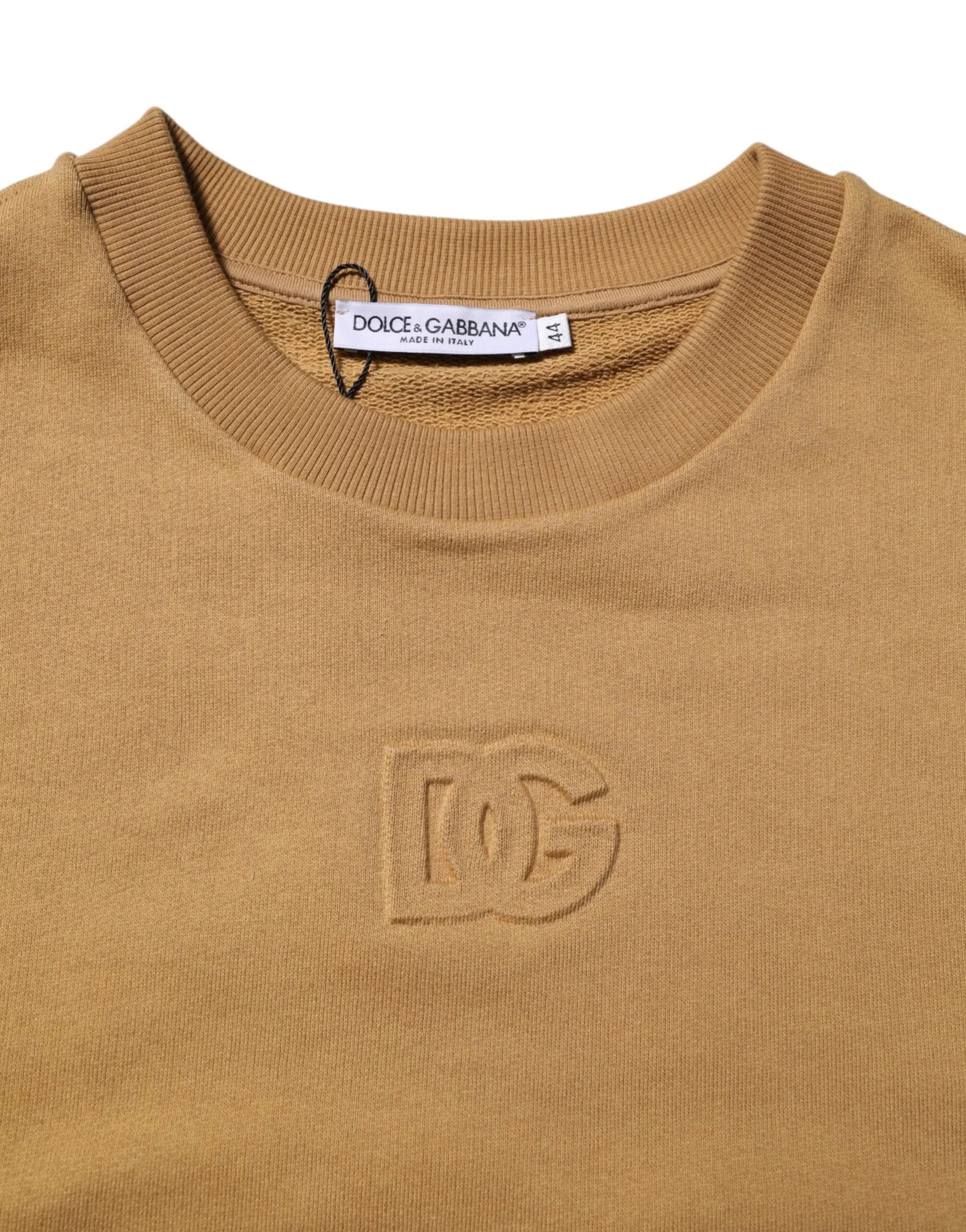 Dolce & Gabbana Mustard Cotton DG Embossed Pullover Sweater - IT44 | XS - Sweaters