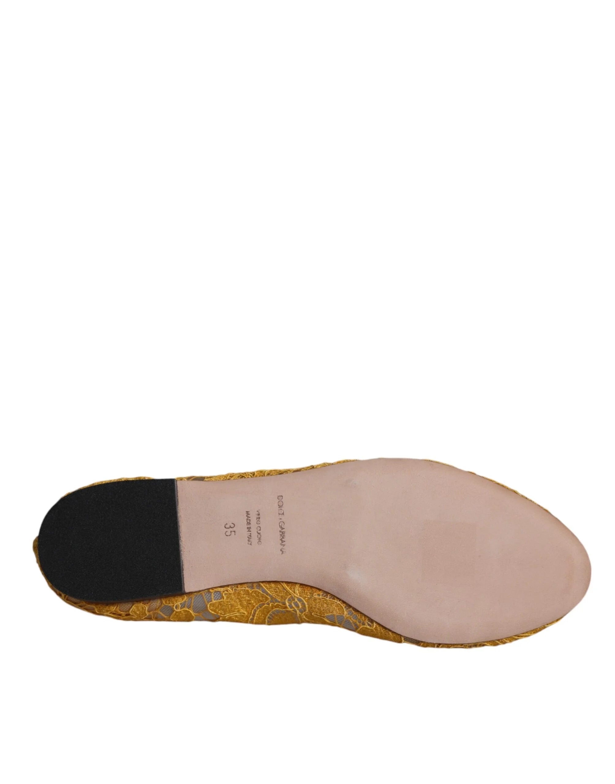 Dolce & Gabbana Sapatilhas Bailarina em Renda Cristal Mostarda - EU35/US4.5