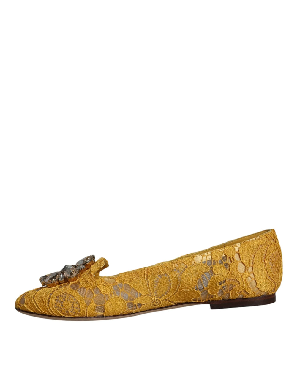 Dolce & Gabbana Sapatilhas Bailarina em Renda Cristal Mostarda - EU35/US4.5