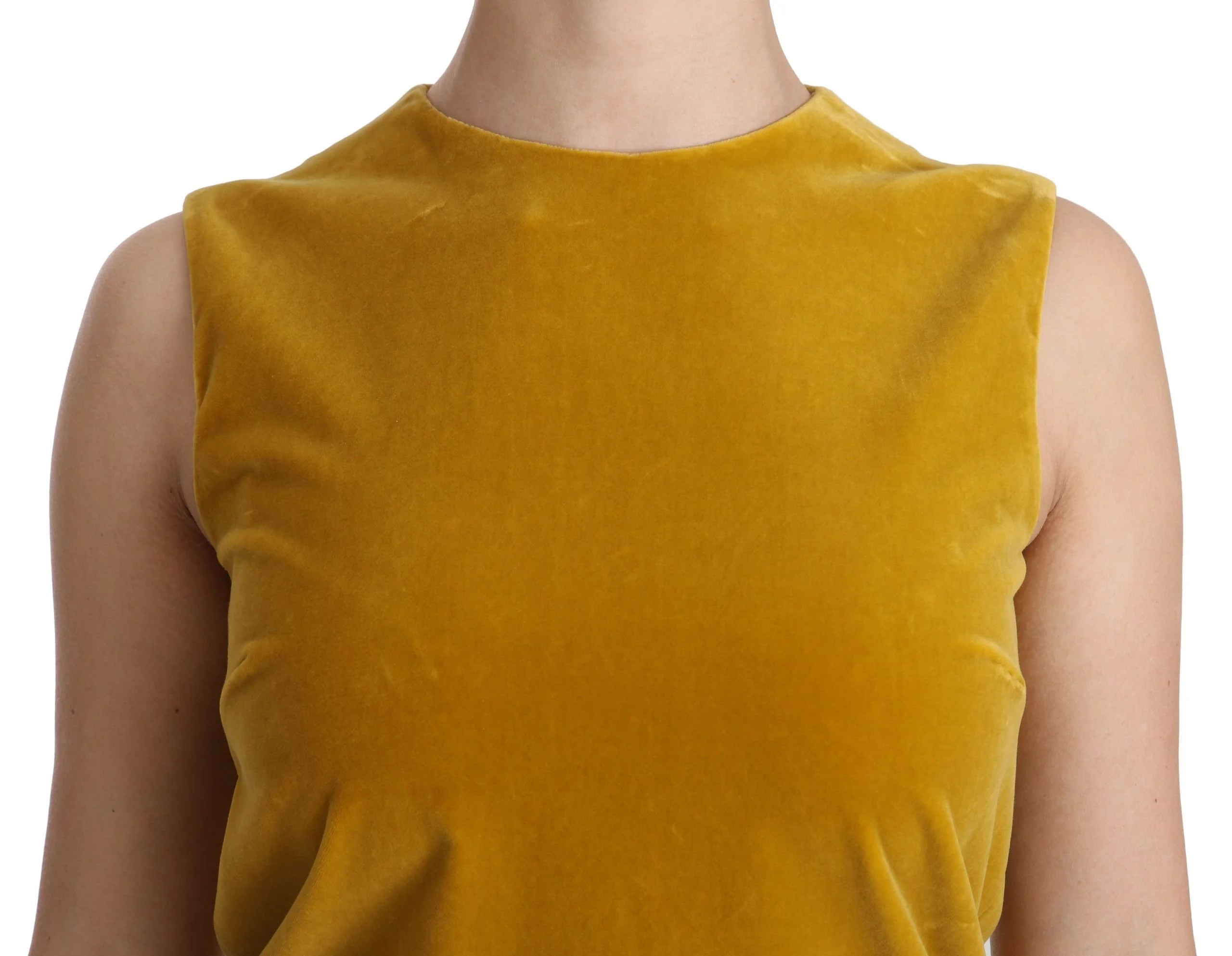 Dolce & Gabbana Mustard Velvet Stretch Shift Mini Dress - IT40|S - Dresses